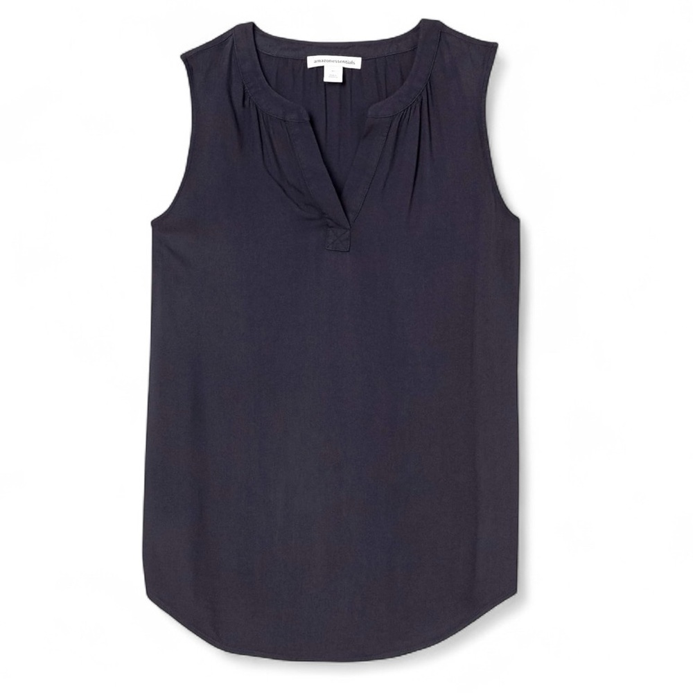Amazon Essentials Women's Sleeveless Navy V-Neck Woven Shirt - Size XXL